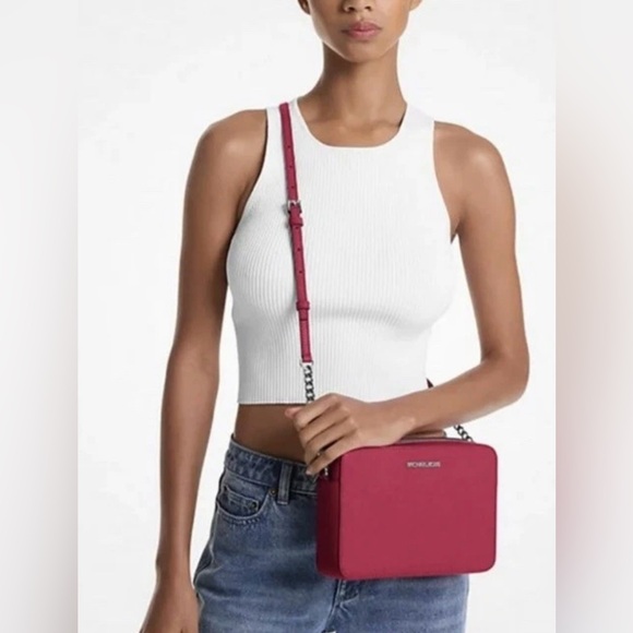 Michael Kors Jet Set Item Large Crossbody Dark Raspberry New With Tags $398 New - Picture 3 of 13